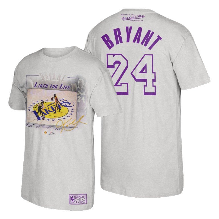 Men's Los Angeles Lakers Kobe Bryant #24 NBA Final Game Hardwood Classics White Basketball T-Shirt KOL5683KR